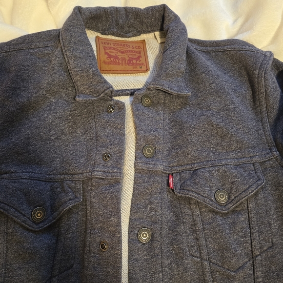 Levi's Trucker Jacket Dark Gray French Terry Men's Medium - Picture 8 of 13